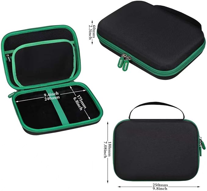 Aproca Case Compatible with Leapfrog LeapPad Academy Kids’ Learning Tablet/Epic Academy Edition/LeapPad Ultimate, Portable Storage Bag for Accessories -Black with Green Zipper