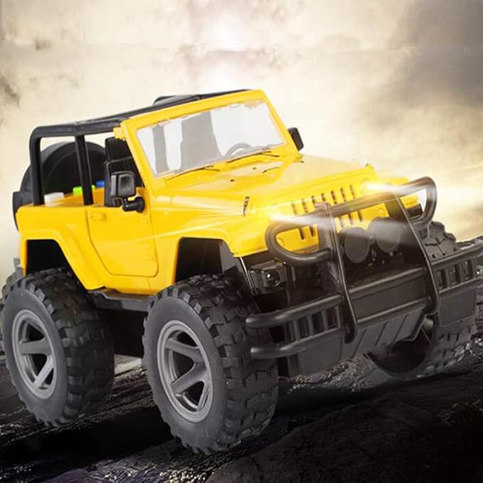 Car Toy 1:16 Off-Road Military Fighter Friction Powered Toy Vehicle with Fun Lights and Sounds