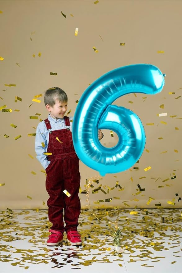 40 Inch Number 8 Balloon, Light Blue 8 18 28 80 Birthday Balloons for Men Boys, 8th Birthday Decorations Party Supplies, Wedding, Graduations