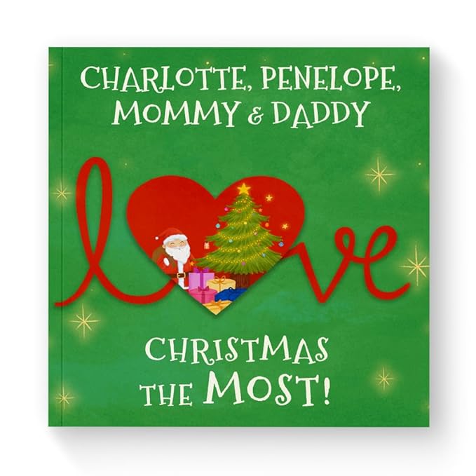 Personalized Christmas Book for the Entire Family – We Love Christmas the Most! – Custom Family Name Holiday Story for Kids, Parents & Grandparents to Read Together - Manimal Tales (8.5" x 8.5")