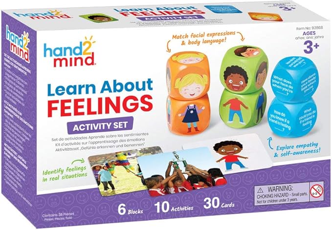 hand2mind Learn About Feelings Set, Social Skills Games for Kids, Social Emotional Learning Activities, Play Therapy Toys for Counselors, Calm Down Corner Supplies, Autism Learning Materials