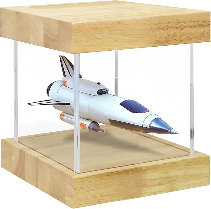 BenchPro Clear Acrylic Display Case for Trophy, Collectibles, Assemble Cube Display Box Stand Dust Proof Protection Showcase for Action Figures Toys. (1.75" Thick Wood, 8" H x 8" L x 8" D)