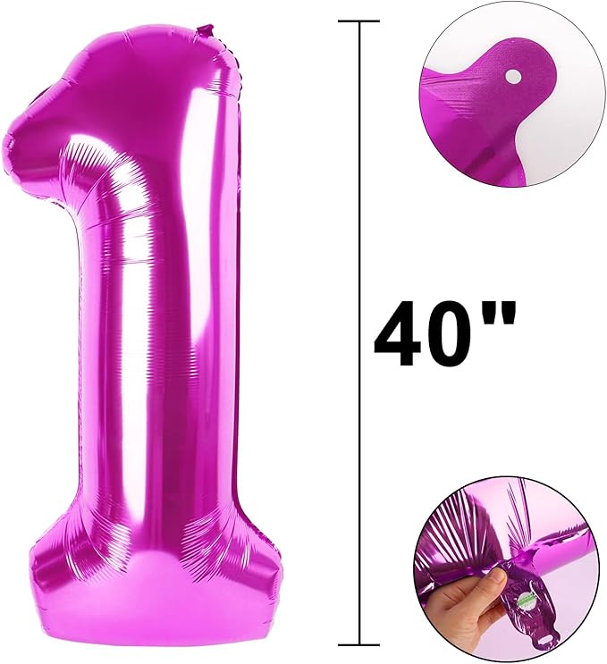 40 Inch Large 11 Balloon Numbers Rose Purple Big Foil Number Balloons Giant Helium Happy Birthday Party Decorations for Man and Women, Huge Mylar Anniversary Party Supplies