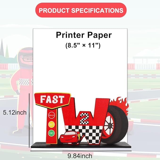 Race Car Fast Two Letter Sign Table Centerpieces for Boys 2nd Birthday Decorations,Boys Two Year Old Birthday Supplies Favors Party Photo Booth Props(2 Set)