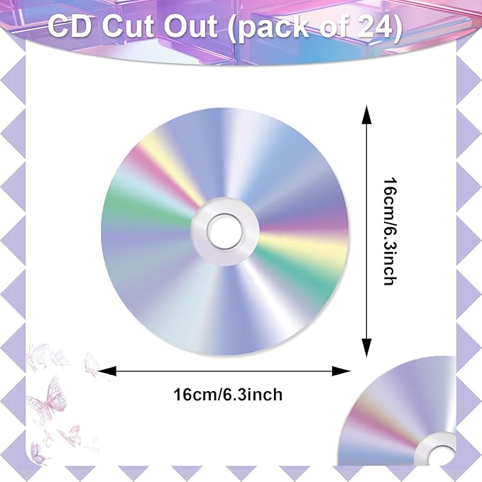 60 pcs 90s Disco Party Decorations Y2K 2000sTheme Party Hanging Swirls CD Cutout Wall Decor Sign with Hanging Swirls Ceiling for 50s 70s 80s Music Party Birthday Party Favors Supplies
