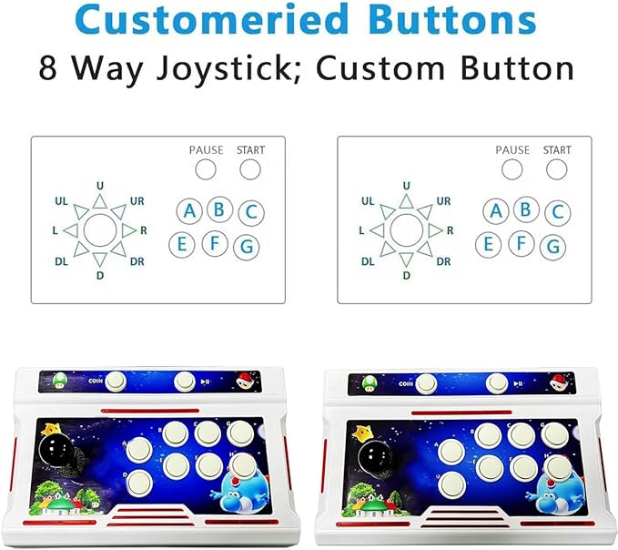 FVBADE[32000 Games in 1 78S Pandora Box Arcade Game Console Bluetooth Function Compatible PC & Projector & TV,3D Games 4 Players Category Favorite List Save/Search/Hide/Pause/Delete.