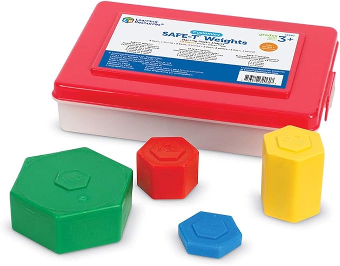 Learning Resources Customary Safe-T Weight Set, 13 Pieces Including 1oz, 2oz, 8oz, and 1lb Weights