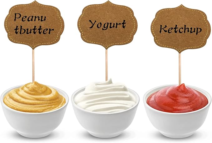 BLUE TOP 50pcs Cupcake Picks Blank Toothpick Flags Cake Toppers Cheese Markers Buffet Labels for Charcuterie Board Food Tags Toothpick Signs for Children's Day Wedding,Birthday Party,Dinner Supplies.
