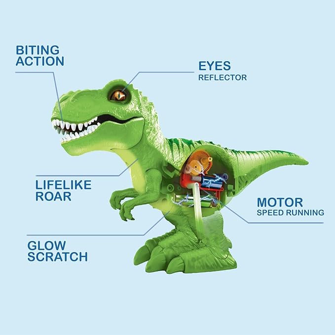 Robo Alive Attacking Green T-Rex Battery-Powered Robotic Toy by Zuru, Dinosaur Toy, Birthday Gift for Boys 3 Years Old and Up