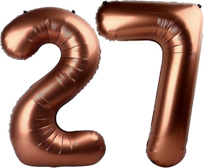 40 Inch Dark Brown Balloon Number 27,Chocolate Jumbo Mylar Foil Helium Balloon for 27th Digital Balloons for Birthday Party,Wedding Anniversary Party Decorations
