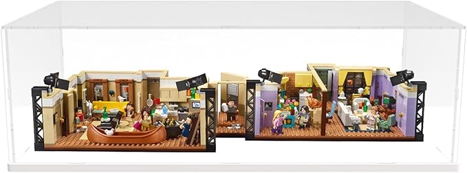 Acrylic Large Display Case for Lego The Friends Apartments 10292, Oracle Red Bull Racing F1 Model Car 42206, Clear Dustproof Protection Display Box for Collectibles with Black Base(25.6x13.8x7.8 inch)