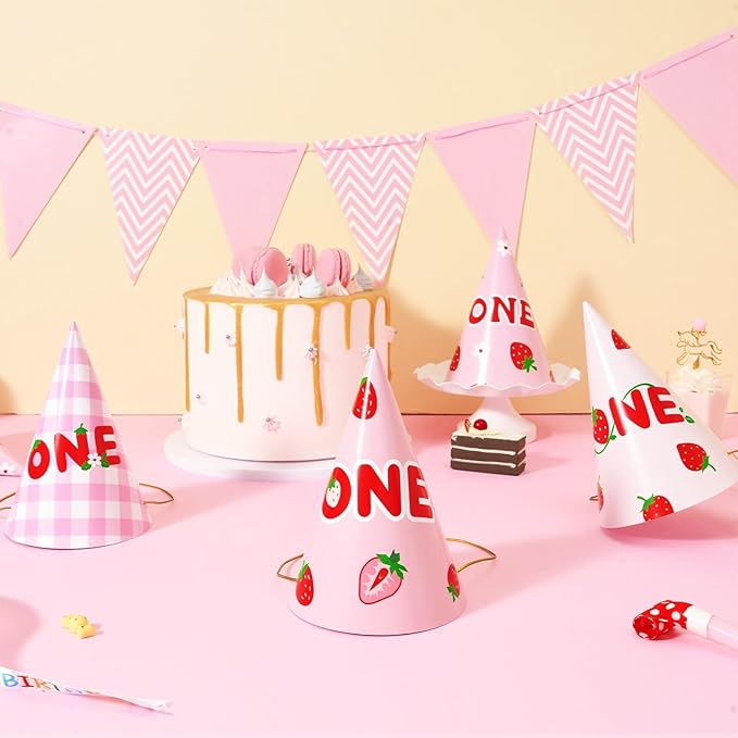 WERNNSAI Birthday Party Hats - 12 Pcs Birthday Party Supplies Cone Hat Headbands Colorful Paper Party Hats for Kids