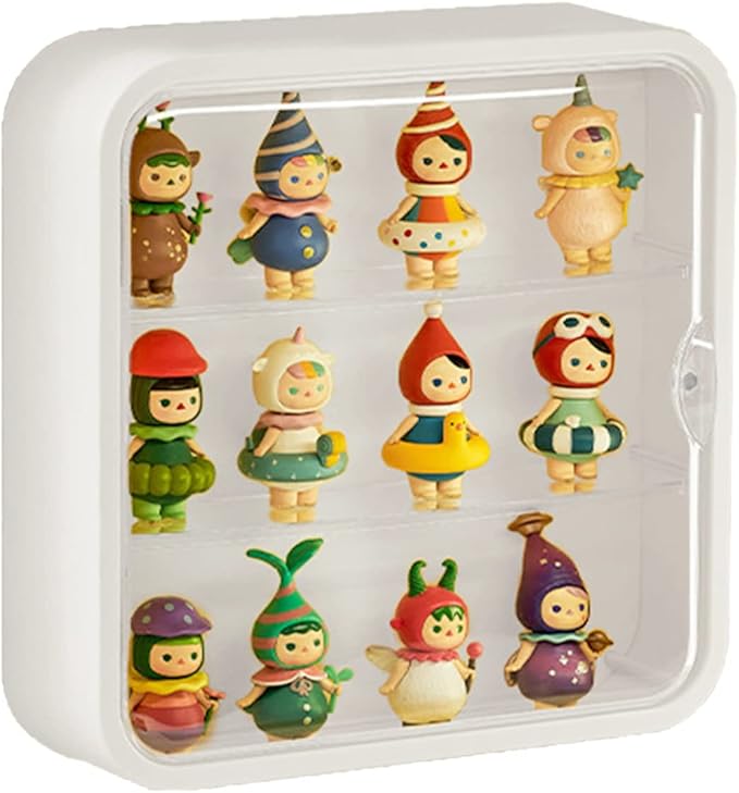 Clear Display Case for Figures,Wall-Mounted Doll Storage Box,Adjustable Display Stand Clear Acrylic Display Box with Door Dust and Moisture Proof Suitable for Lego Collectibles Action Figures Pop Mart