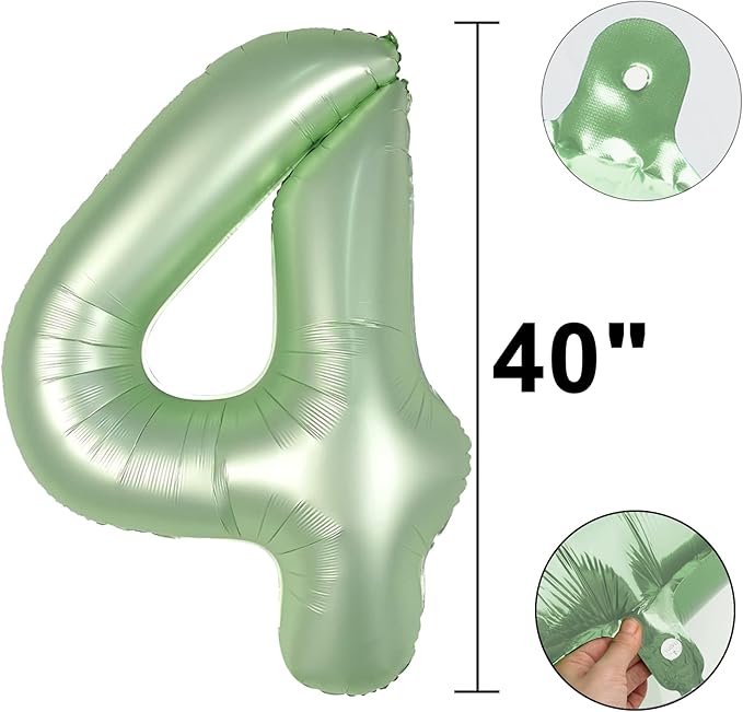 40 Inch Large Olive Green 4 Balloon Numbers Big Foil Number Balloons Giant Helium Happy 14th 24th Birthday Party Decorations for Man and Women, Huge Mylar Anniversary Party Supplies