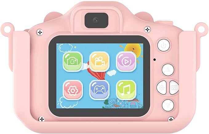 Children Game Camera, AI Face Recognition Comfortable Feel 1 Click Recording 2in Screen Automatic Birthday Gift Camera for Festival ()
