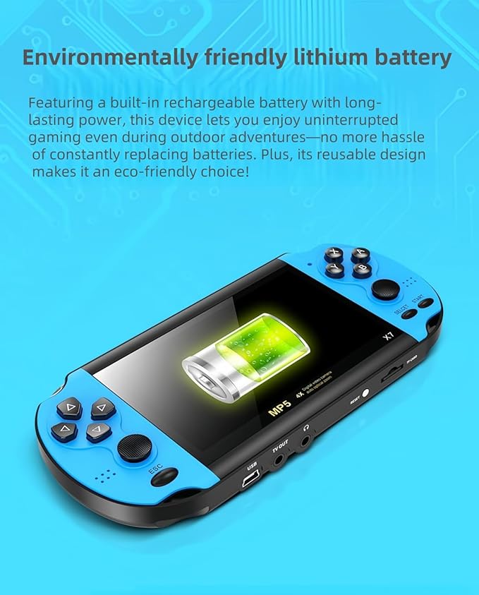 4.3" IPS Screen Handheld Video Game Console - with Classic Game System, Support TV Output, with Rechargeable BatteryTravel Toys Classic Fun for All Age