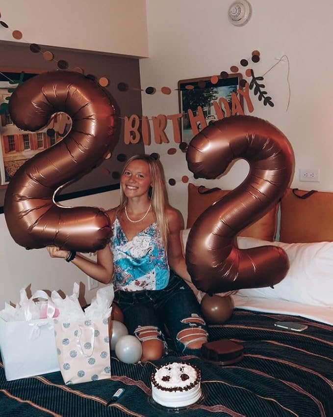 40 Inch Coffee Brown Number 9 Balloon, Giant 9 Number Balloons for 9th Birthday Decorations, Party Supplies for Baby Boy Girl, Coffee Brown Party Decor