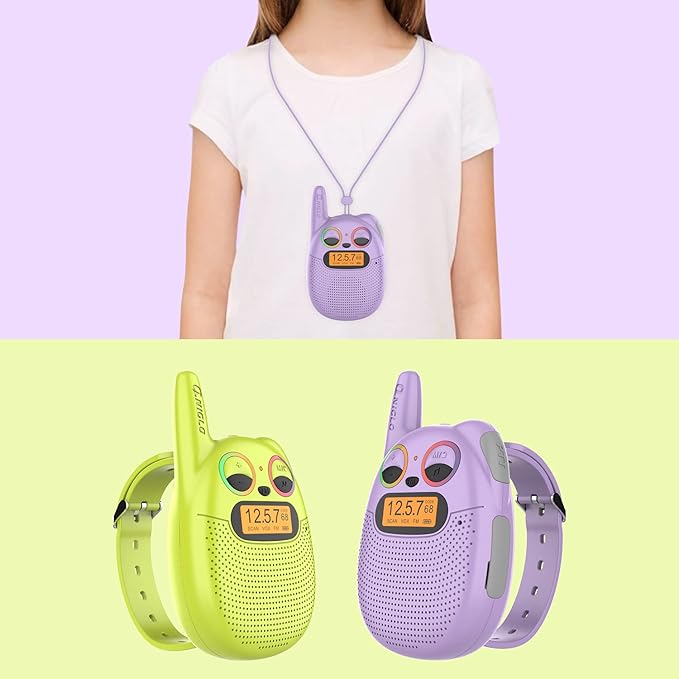 Qniglo Walkie Talkies for Kids Rechargeable 2 Pack,Christmas Birthday Gifts Toys for Age 3-12 Boys Girls, Long Range Kids Walky Talky with FM Radios for Family Kid Adventure Camping Hiking Spy Games