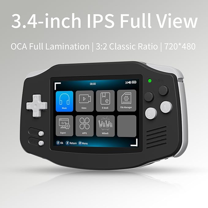 RG 34XX Retro Handheld Game Console Linux 64-bit 3.4 inch IPS Screen 32+64G Card RG34XX Portable Retro Gaming Console 5000+ Preloaded Games 3500mAh Battery Compatible with WiFi HDMI Bluetooth Black