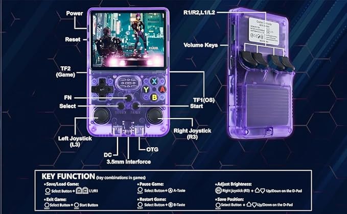 2025 New R36S Retro Pro MAX, Retro Handheld Game Console, Built-in 15000+ Classic Games, 3.5 Inch IPS Screen, Linux System, 3500 mAh Battery, Portable, Pocket Size, Mini Arcade, Built-in 64G, Wi-fi
