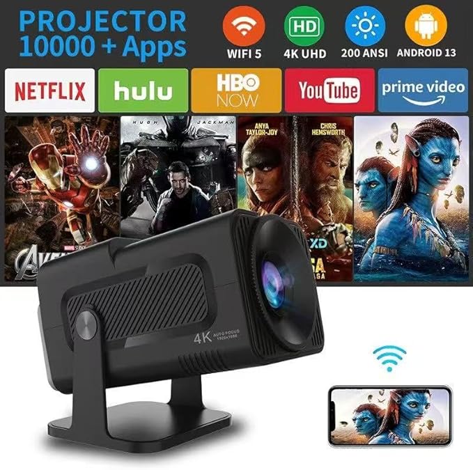 New wireless retro gaming projector,4K HD TV video game stick, Portable projector with 10000+ Games,Small Portable Outdoor Movie Projector,HDMI Output, WIFI