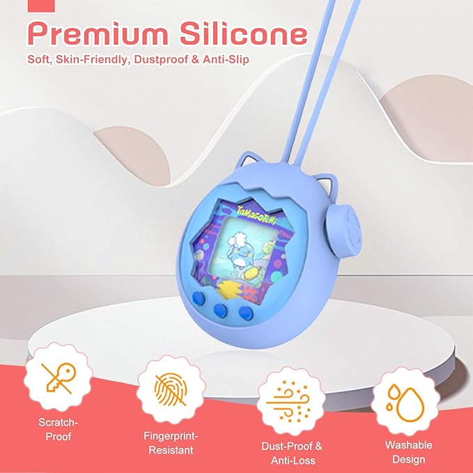for Tamagotchi Paradise Silicone Case–Soft Protective Cover with Lanyard,Shockproof Dustproof Shell for Tamagotchi Electronic Pet Toy[Luminous Blue]