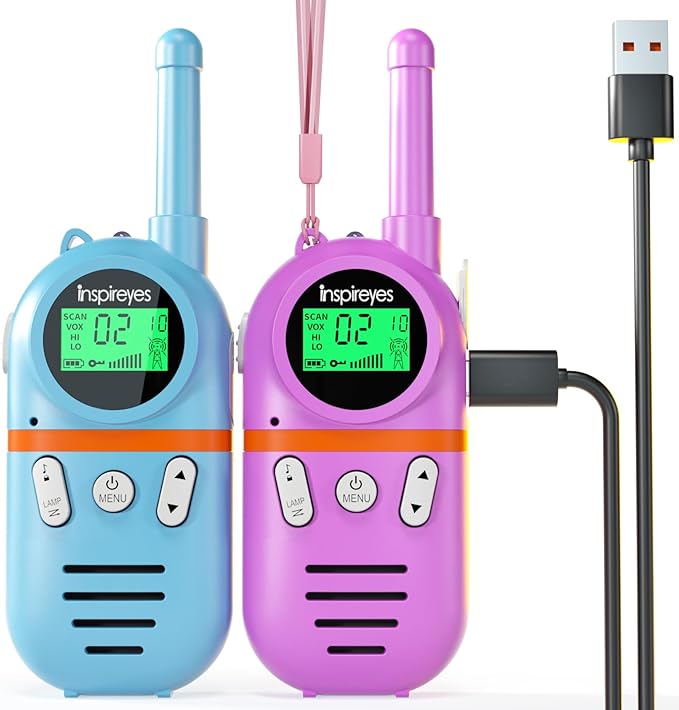 Walkie Talkies for Kids Rechargeable,Toys for Boys and Girls Ages 3-12, 2 Pack Long Range 2-Way Radios, Birthday Gifts,Christmas Stockings, Outdoor Play, Family Games, Hiking Camping Gear