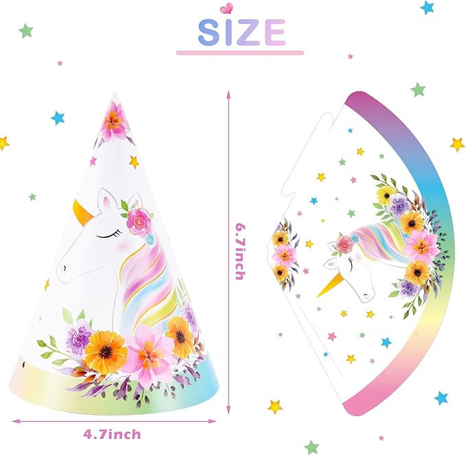 WERNNSAI Birthday Party Hats - 12 Pcs Birthday Party Supplies Cone Hat Headbands Colorful Paper Party Hats for Kids