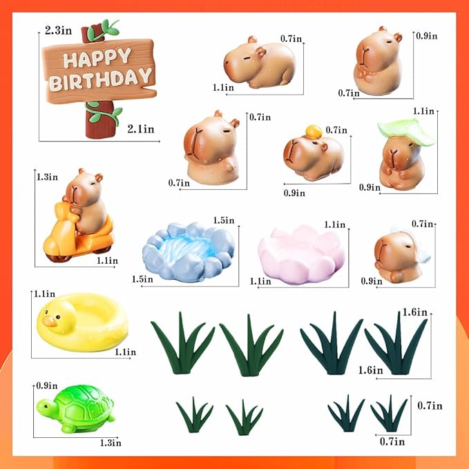 Capybara Cake Toppers Mini Blowfish Party Supplies Capybara Birthday Party Supplies