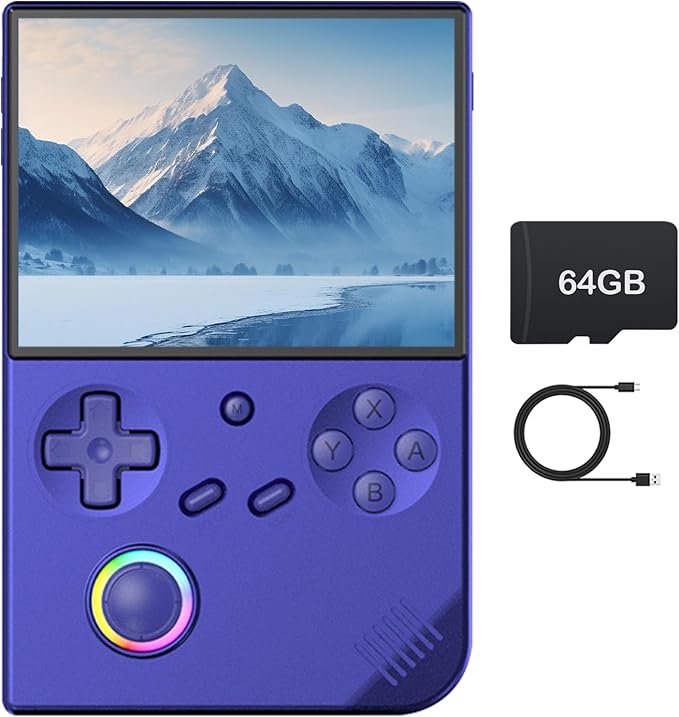 HANHIBR RG40XXV Retro Handheld Game Console, Linux OS Built-in 64G TF Card Retro Video Games Consoles 4.0 Inch IPS Screen Portable Pocket Video Player 5500+ Games (Blue)