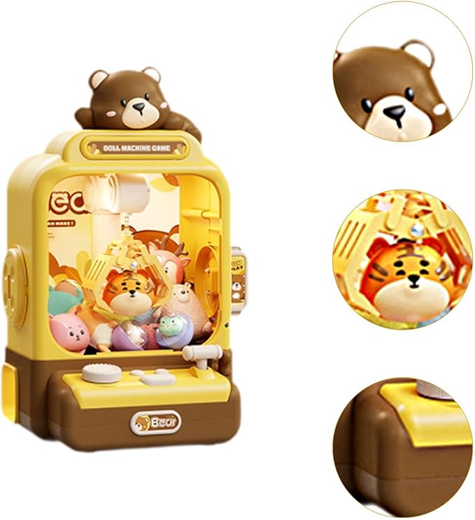 Yiju Electronic Claw Machine Prize Dispenser Toy and Sounds Grabber Plush Kids Vending Toy for Kids Children Boys Girls, Brown