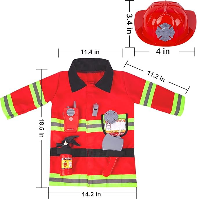 Liberry Fireman Costume for Kids 3 4 5 Years Old, Firefighter Tools with Fire Extinguisher, Pretend Play Toy Gift for Toddler Boys & Girls
