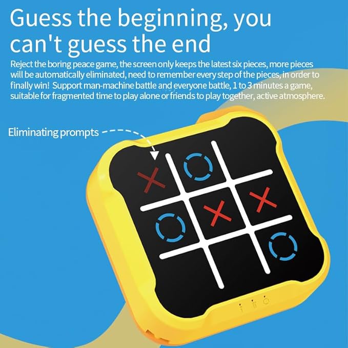 Electronic Tic Tac Toe Game: Puzzles Portable Games 3-in-1 Tic Tac Toe Bolt Game Travel Tic Tac Toys for Educational Memory Growth, Infinite Tic-Tac-Toe Board Games for Ages 3+