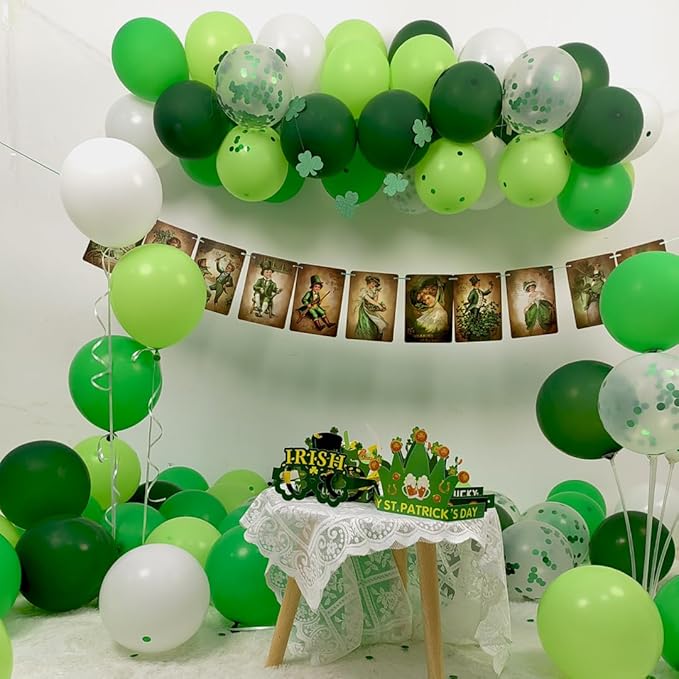 Green Balloons Dark Green Balloon Set, 50 Pcs 12 inch Different Shades Emerald Green Lime Green Confetti Latex Balloons For Jungle Safari Party Supplies St. Patrick's Day Decoration