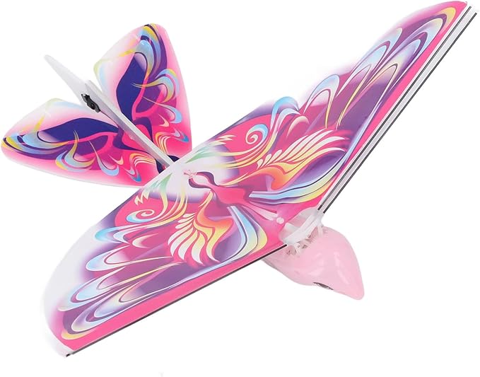 Flying RC Bird Toy 2.4GHz USB Charging LED Flapping Bird for Indoor Outdoor (Pink)