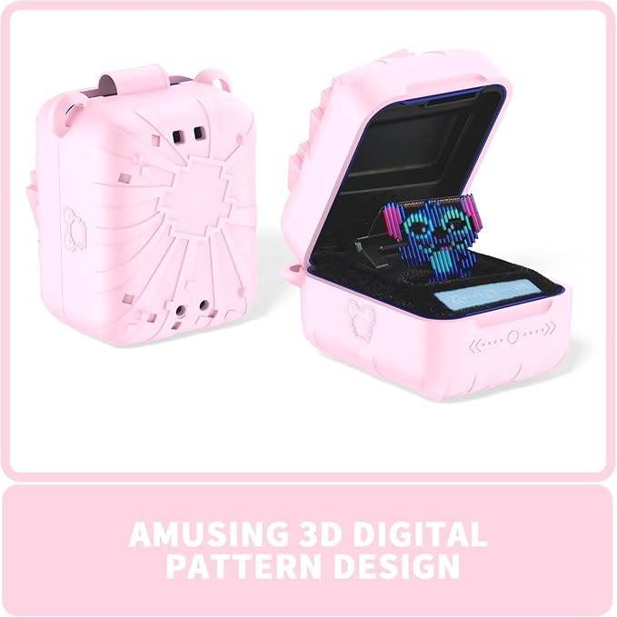 Soft Silicone Case for Bitzee Disney Interactive Toy Digital Pet, Shockproof and Protective Carrying Case for Bitzee Disney Virtual Electronic Pets with Lanyard for Kids (Pink)