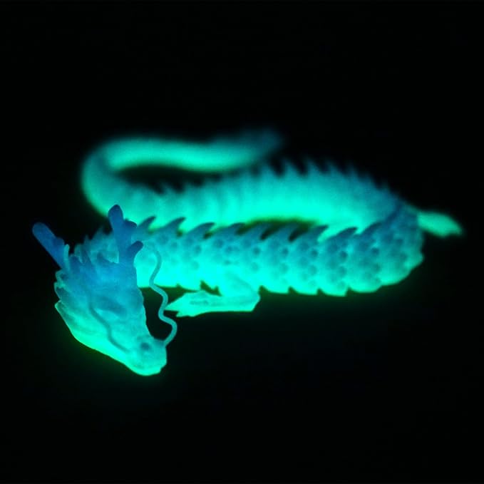 3D Printed Dragon Glow Dark,Flexible Dragon Model Statue,Home Office Decor,Interesting Toys for Autism/ADHD,Festival Gifts,Fidget Toys, Executive Desk Animals Toy (Glow in The Dark Gradient)