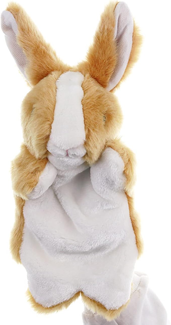 Bunny Hand Puppets Rabbit Plush Animals Toys for Kids Imaginative Pretend Play Storytelling (Brown)