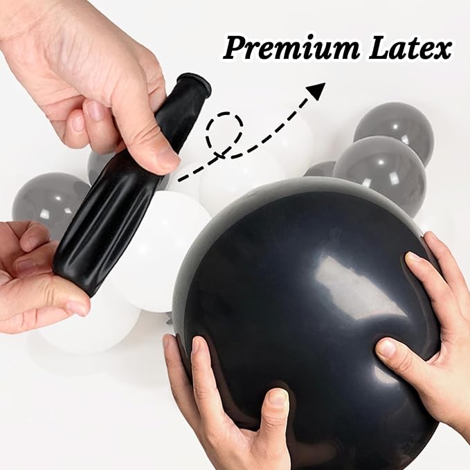 100pcs Black and White Balloons 12 Inch Thickened Latex Balloons for Birthday Wedding Graduation Party Decorations (Black White balloon)