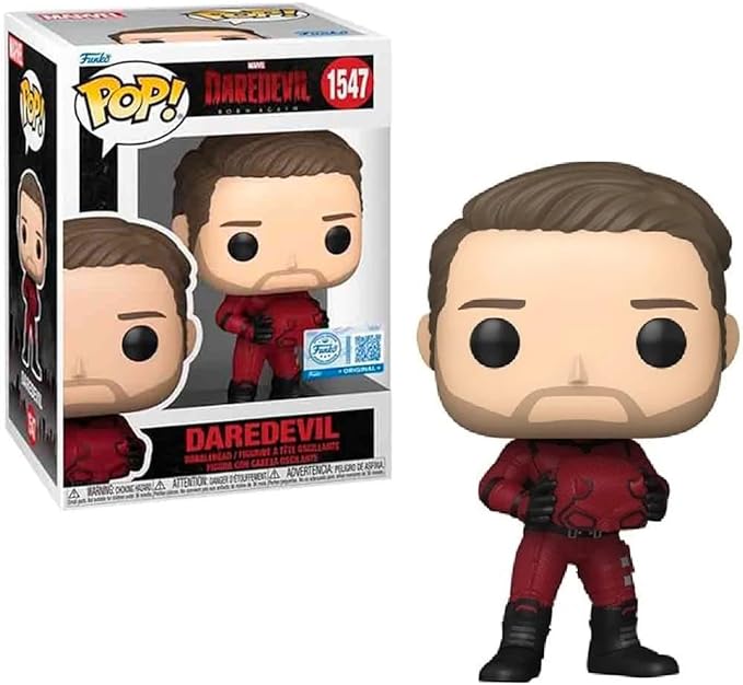Funko Pop! Vinyl, Daredevil Unmasked Figure, Red and Black, Marvel, Entertainment Earth Exclusive, #1547, 4-inch, Matt Murdock