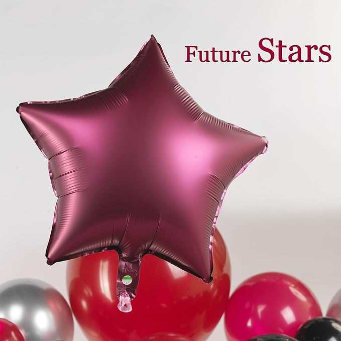 Black Maroon and Silver Balloon Garland Arch Kit 160+ Pieces with Maroon and Silver Stars for 2026 Graduation Class Decorations Birthday Party Retirement Prom Masquerade Anniversary Decorations