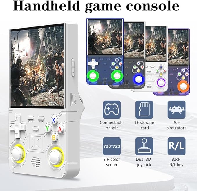 R36 Ultra Retro Handheld Game Console, with 128G Built-in 40000+ Games, 3000mAh Rechargeable, Support 20+ Simulators, Linux System, 4.0 Inch IPS Screen Portable Pocket Arcade (White)