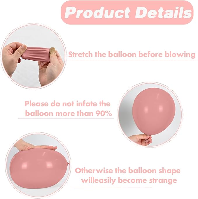 Dusty Pink Balloons, Neutral Balloons with Dusty Pink Ivory White Rose Gold Confetti Balloons for Girls Bridal Baby Shower Boho Birthday Wedding Decorations Supplies