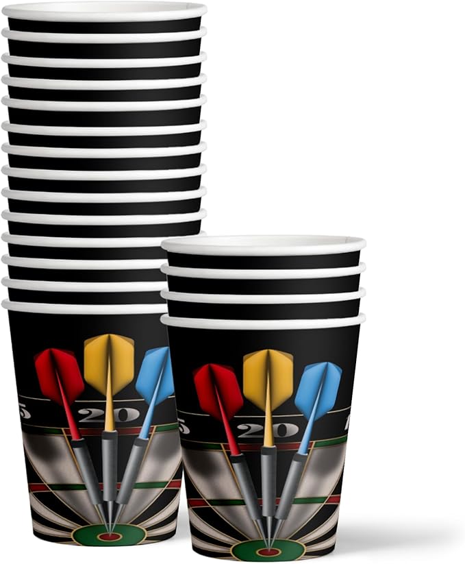 Darts Party Supplies - Dart Board Plates and Napkins - Adult Birthday Supplies - Father's Day Tableware Set Includes Plates Napkins Cups - Kit for 16