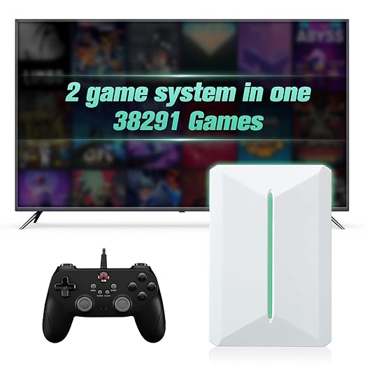 Retro Game Console Hdd 500GB, Plug and Play Video Game Console with Built in 38291 Game, Emulator Console Compatible with 50 Game Emulators, Playnite&Retrobat 2 Game Syatem in 1, Portable Game Console
