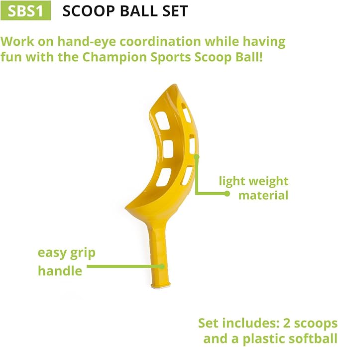 Champion Sports Scoop Ball & Catch Games – Lightweight Plastic Toss & Catch Sets for All Ages