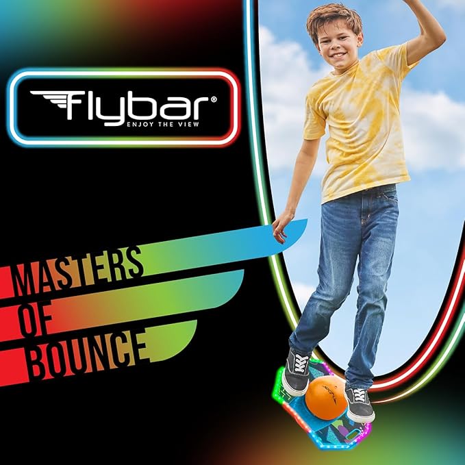 Flybar Pogo Trick Ball for Kids – Balance Bounce Board with Anti-Slip Deck – Pump Included - Indoor & Outdoor Toys for Boys and Girls Fun Way to Reduce Screen Time Supports up to 160 lbs – Ages 6+