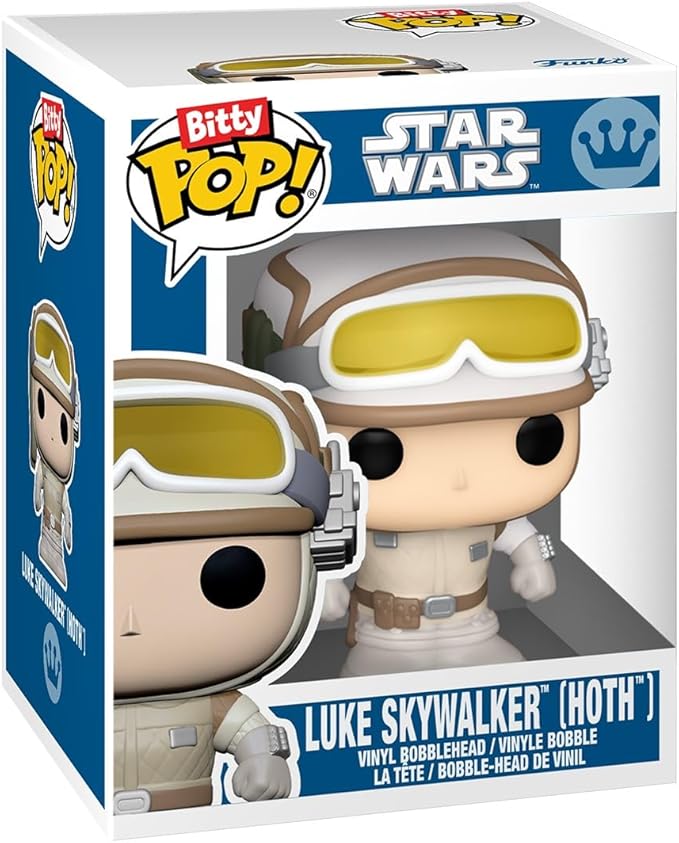 Funko Bitty Pop! Star Wars - Luke Skywalker (Hoth), R2-D2, Chewbacca, & A Surprise Mystery Figure - 0.9 Inch (2.2 Cm) Collectable - Stackable Display Shelf Included - Gift Idea - Cake Topper