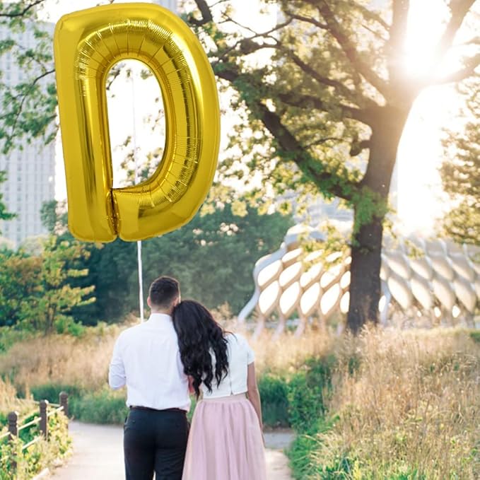 TONIFUL 40 Inch Large Gold Letter D Balloons, Foil Mylar Big Balloons for Birthday Party Anniversary Decorations
