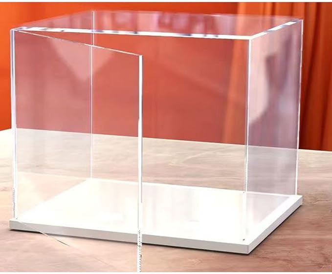 Openable Clear Acrylic Display Case-Assemble Countertop Box with White Base,Dustproof Protection Showcase for Action Figures Toys Collectibles (25x20x15cm/10x8x6inch)